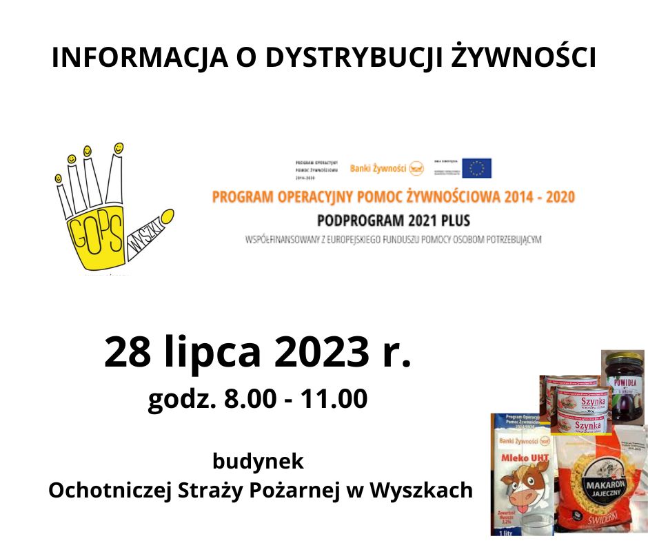 INFORMACJA O DYSTRYBUCJI ŻYWNOŚCI