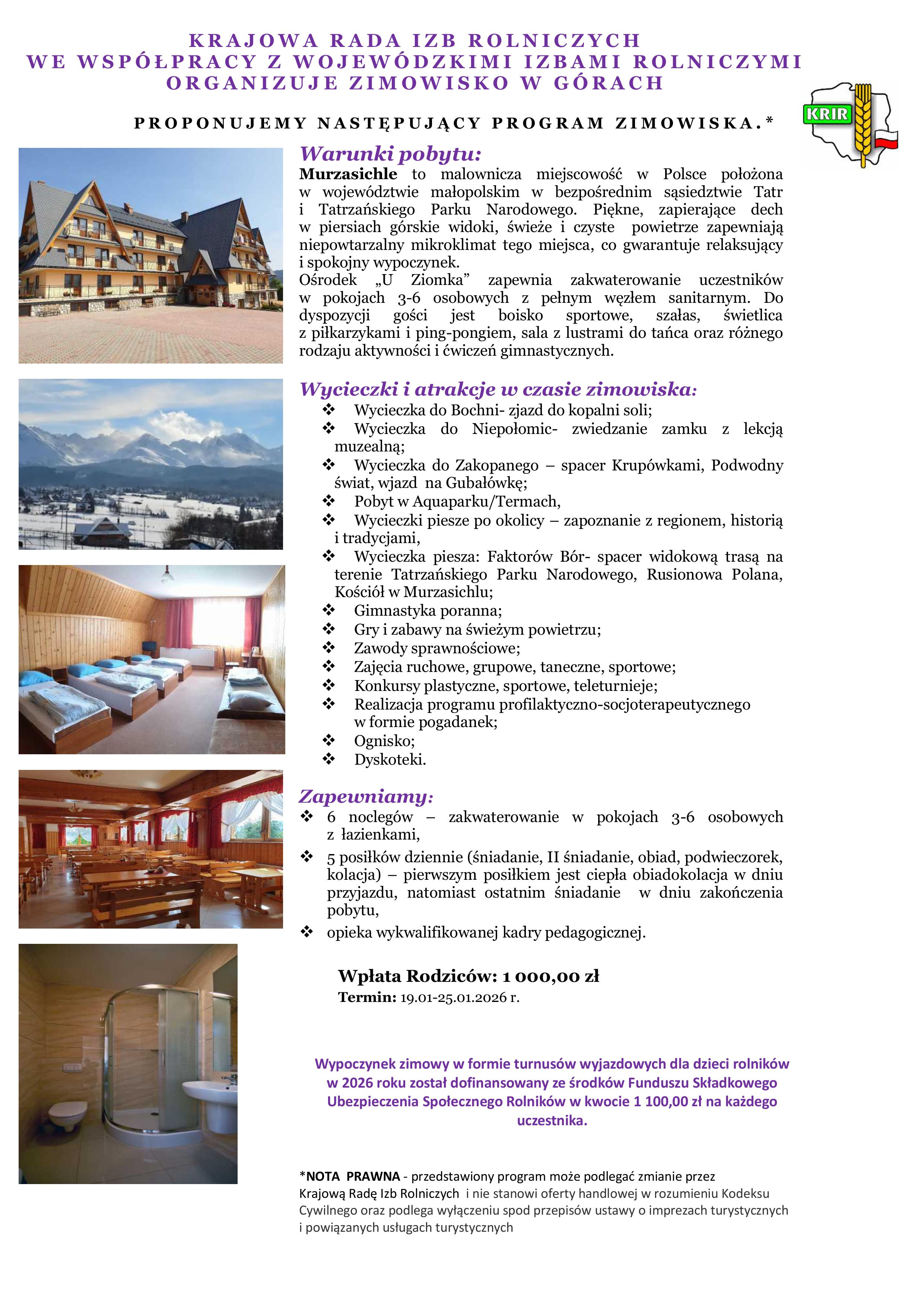 Oferta U Ziomka turnus 1 2